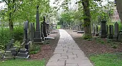 Path and gravestones