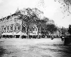 Wooster Square in patriotic decorations (1890s)