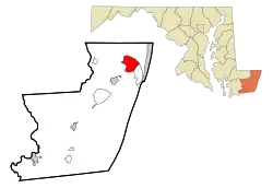 Location In Worcester County and the state of Maryland