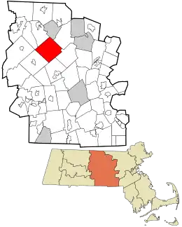 Location in Worcester County and the state of Massachusetts.