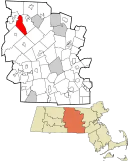 Location in Worcester County and the state of Massachusetts.