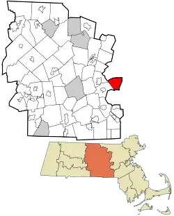 Location in Worcester County and the state of Massachusetts.