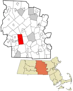 Location in Worcester County and the state of Massachusetts.