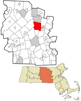 Location in Worcester County and the state of Massachusetts