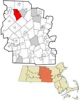 Location in Worcester County and the state of Massachusetts.