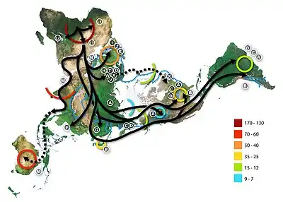 World map of prehistoric human migrations