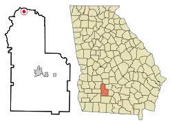 Location in Worth County and the state of Georgia