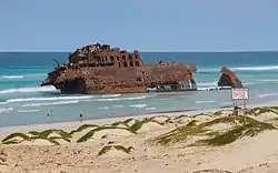 The wreck of M/S Cabo Santa Maria at the beach in Praia de Atalanta in December 2010.