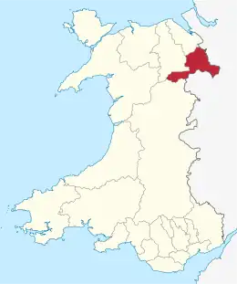 Map of Wrexham County Borough in Wales