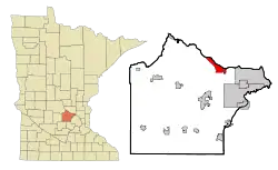 Location of the city of Monticellowithin Wright County, Minnesota