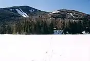 Wright Peak as seen from Marcy Dam (note snow-covered Marcy Dam Pond, foreground)