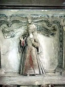 Margaret, daughter of Thomas Bromley and his wife, Isabel Lyster, portrayed on the Bromley tomb.