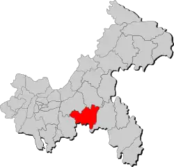 Location of Wulong in Chongqing