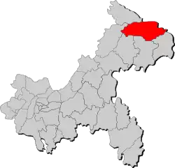 Location of Wuxi County in Chongqing