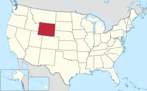 Map of the United States highlighting Wyoming