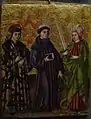 15th-century painting of St Sebastian, St Leonard and St Catherine