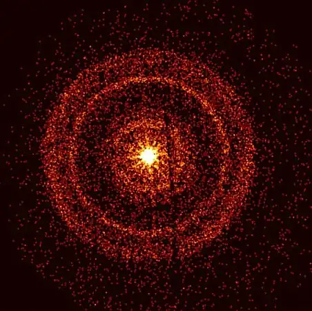Swift's X-ray image of GRB 221009A shows circular rings around the gamma-ray burst. Dust in the Milky Way scattered the x-ray emission of the gamma-ray burst, creating the rings.[29]