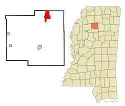 Location of Water Valley, Mississippi