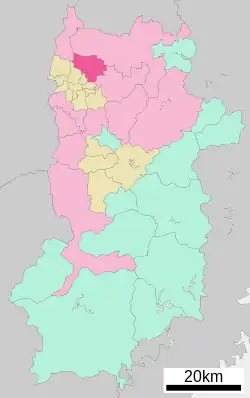 Location of Yamatokōriyama in Nara Prefecture