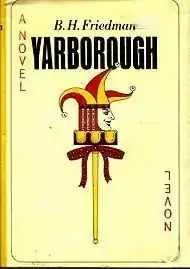 The cover of Yarborough. It is laid out like a playing card, with the words "A Novel" in opposite corners and a picture of a joker in the center.