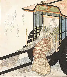 Scene from the Kagerō Nikki. Woodblock print embossed on paper, circa 19th century.
