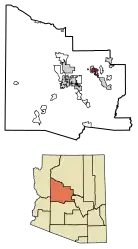 Location of Cottonwood in Yavapai County, Arizona