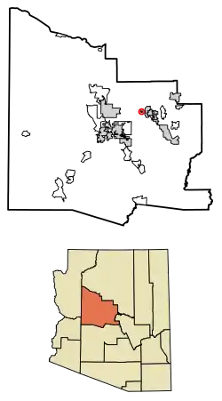Location of Jerome in Yavapai County, Arizona
