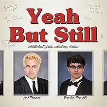 Hosts Brandon Wardell and Jack Wagner depicted in the style of a high-school yearbook