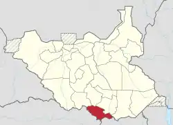 Location of Yei River State in South Sudan