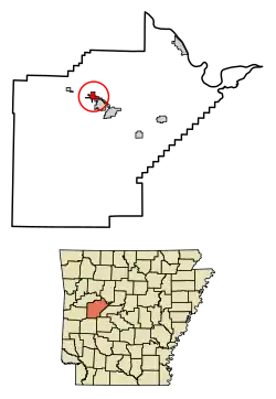 Location of Belleville in Yell County, Arkansas.