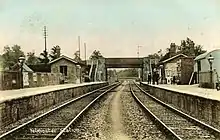 Looking south from Yetminster in c. 1910, with the second platform still in use.