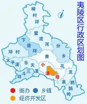 Map of Yiling's township-level divisions
