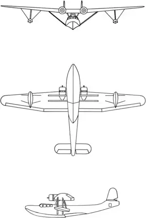 3-view drawing of the Yokosuka H5Y