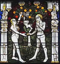 Detail from the Great East Window, "Adam and Eve, the Fall from Grace"