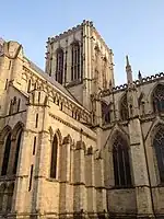 A gothic cathedral with two towers.