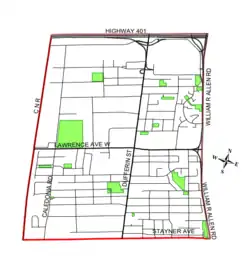 Map of Yorkdale–Glen Park (City of Toronto)