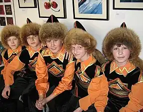 Bashkir boys in national dress.