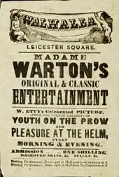 Handbill advertising "Madame Warton's performance of Youth on the Prow and Pleasure at the Helm"