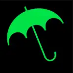 A green umbrella on a black background
