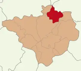 Map showing Çekerek District in Yozgat Province