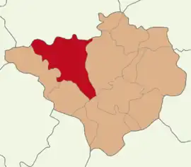 Map showing Yozgat District in Yozgat Province