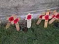 Jewish tokens of remembrance among remembrance crosses at Tyne Cot cemetery