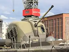 Bofors 57/70 Mark 1 on a Swedish Norrköping-class missile boat.