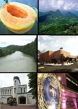 From top left: Yubari melon, Mount Yubari, Yubari River, Coal Mine Museum in Yubari, Yubari Melon Castle, Yubari Film Festival site