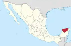 Map of Mexico with Yucatán highlighted
