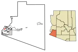 Location of Wall Lane in Yuma County, Arizona.