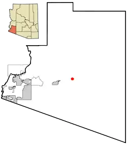 Location in Yuma County and the state of Arizona