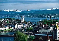 View over Zürich and the lake