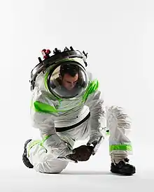 Z-1 Spacesuit Prototype - kneeling demonstration (November 2012)