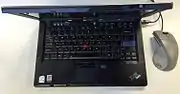 The ThinkPad Z61t opened showing the internal keyboard
